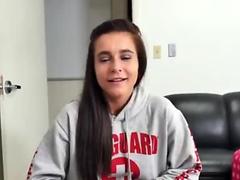 Sweet 18 fit girl fuck hard in living room
