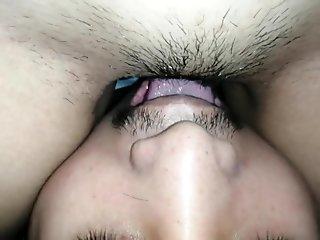 Grandmas hairy pussy gets a young guest